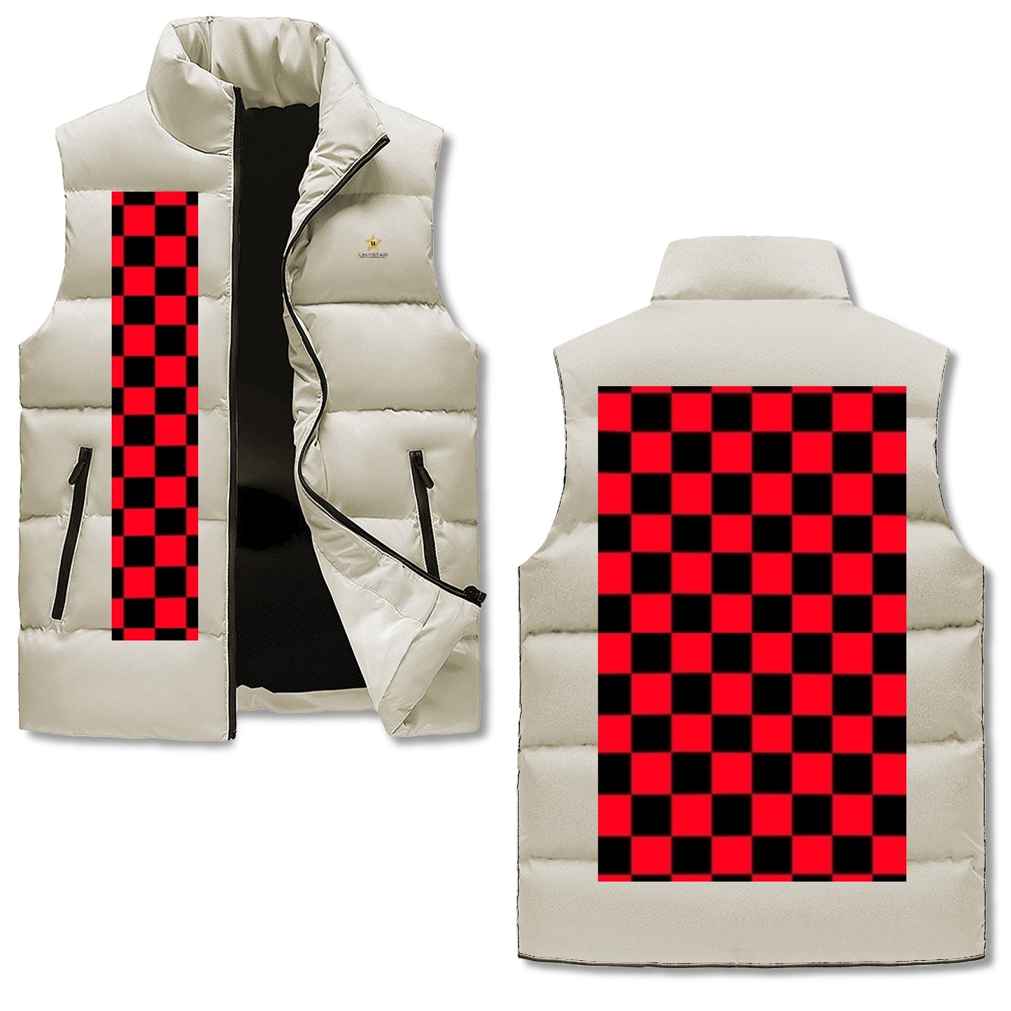 Mens Warm Stand Collar Zip Up Puffer Vest