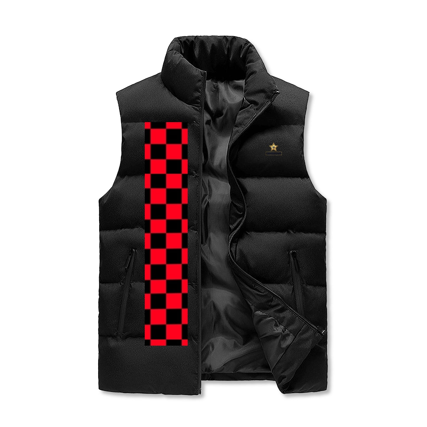 Mens Warm Stand Collar Zip Up Puffer Vest