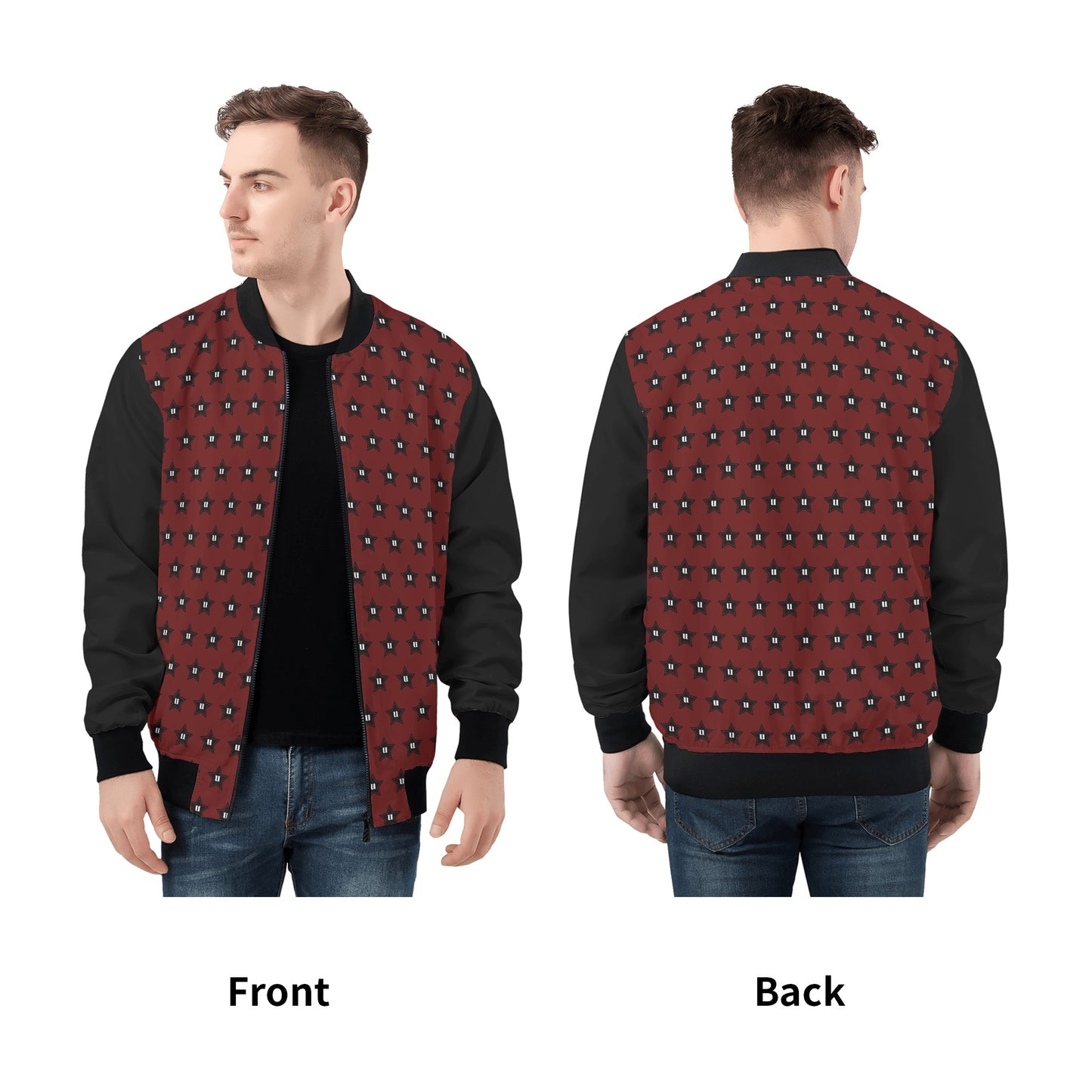 Mens All Over Print Zip Bomber Jacket