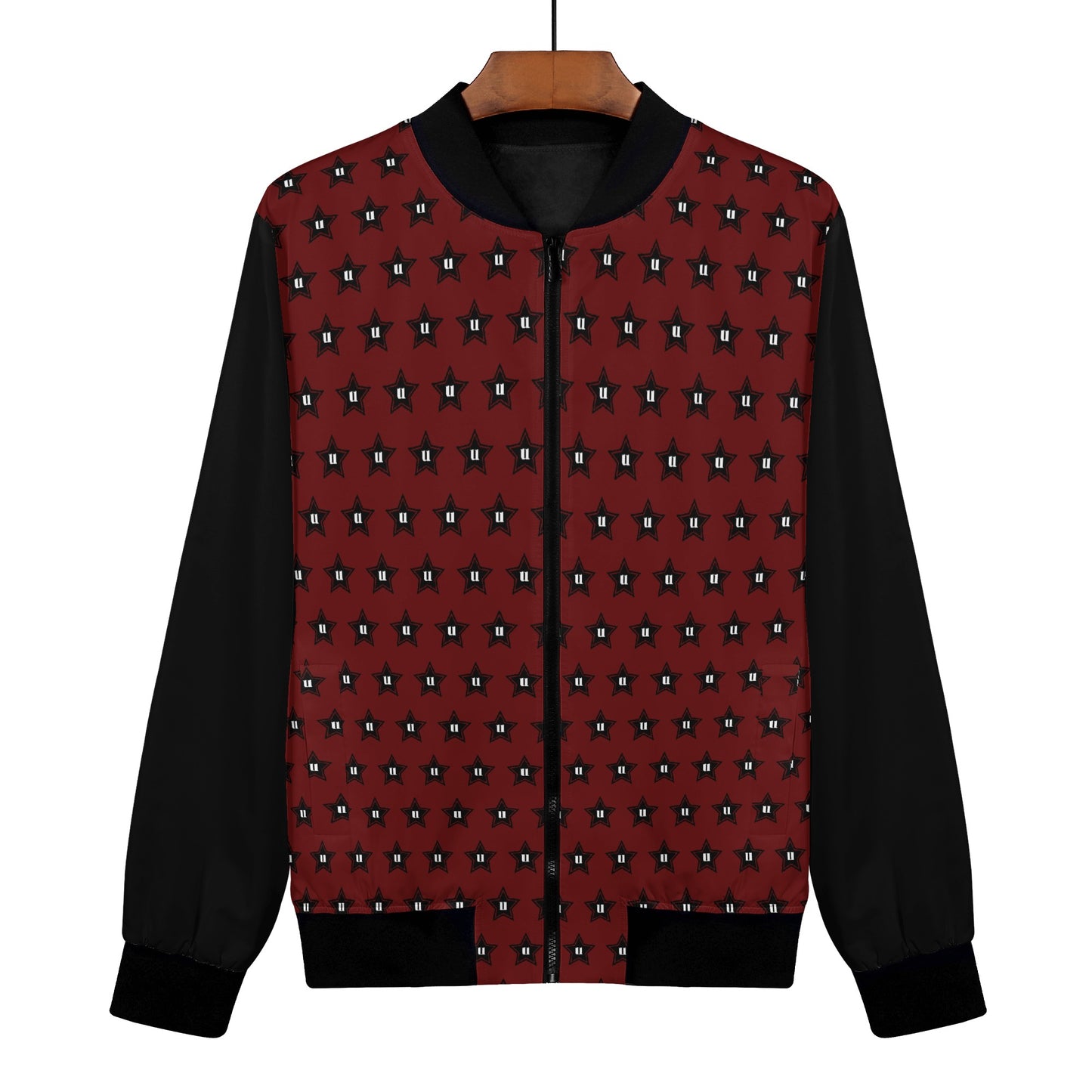 Womens Zip Up Print Bomber Jacket