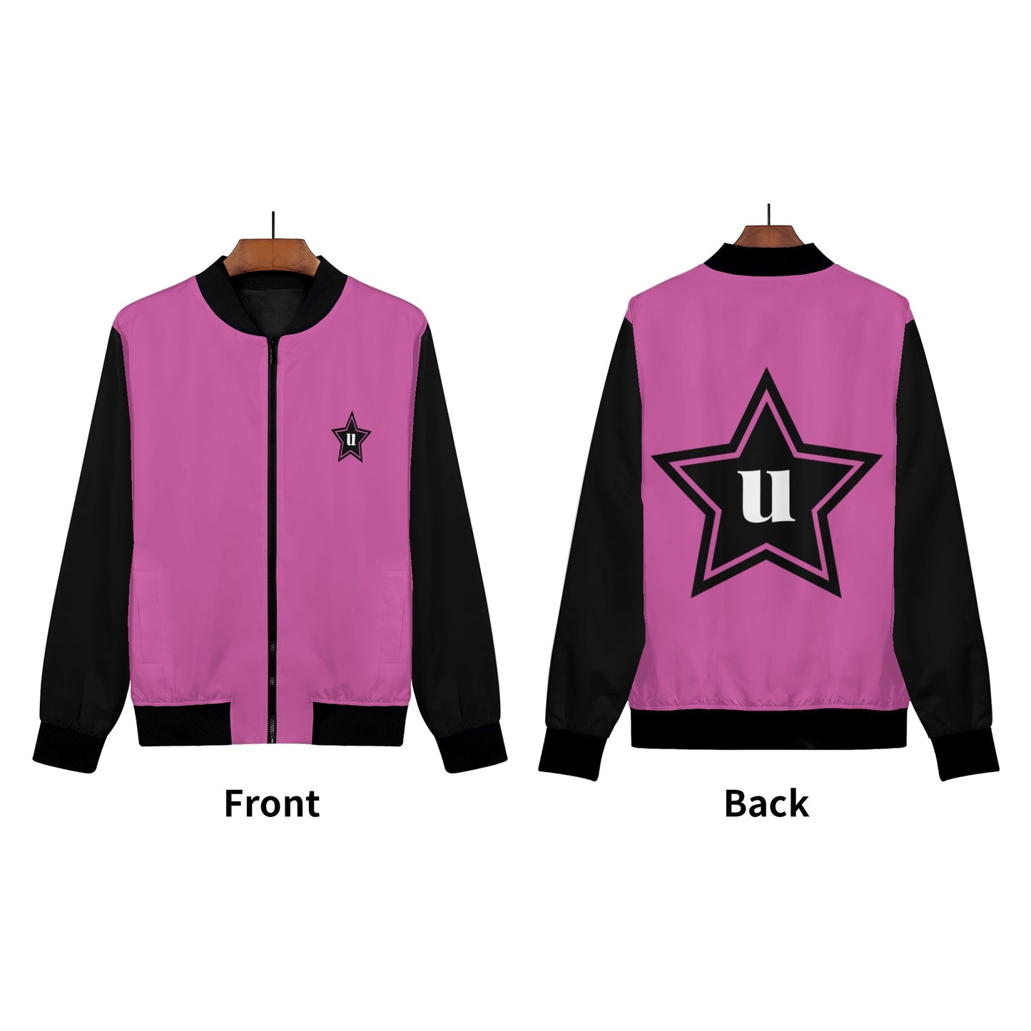 Womens Zip Up Print Bomber Jacket