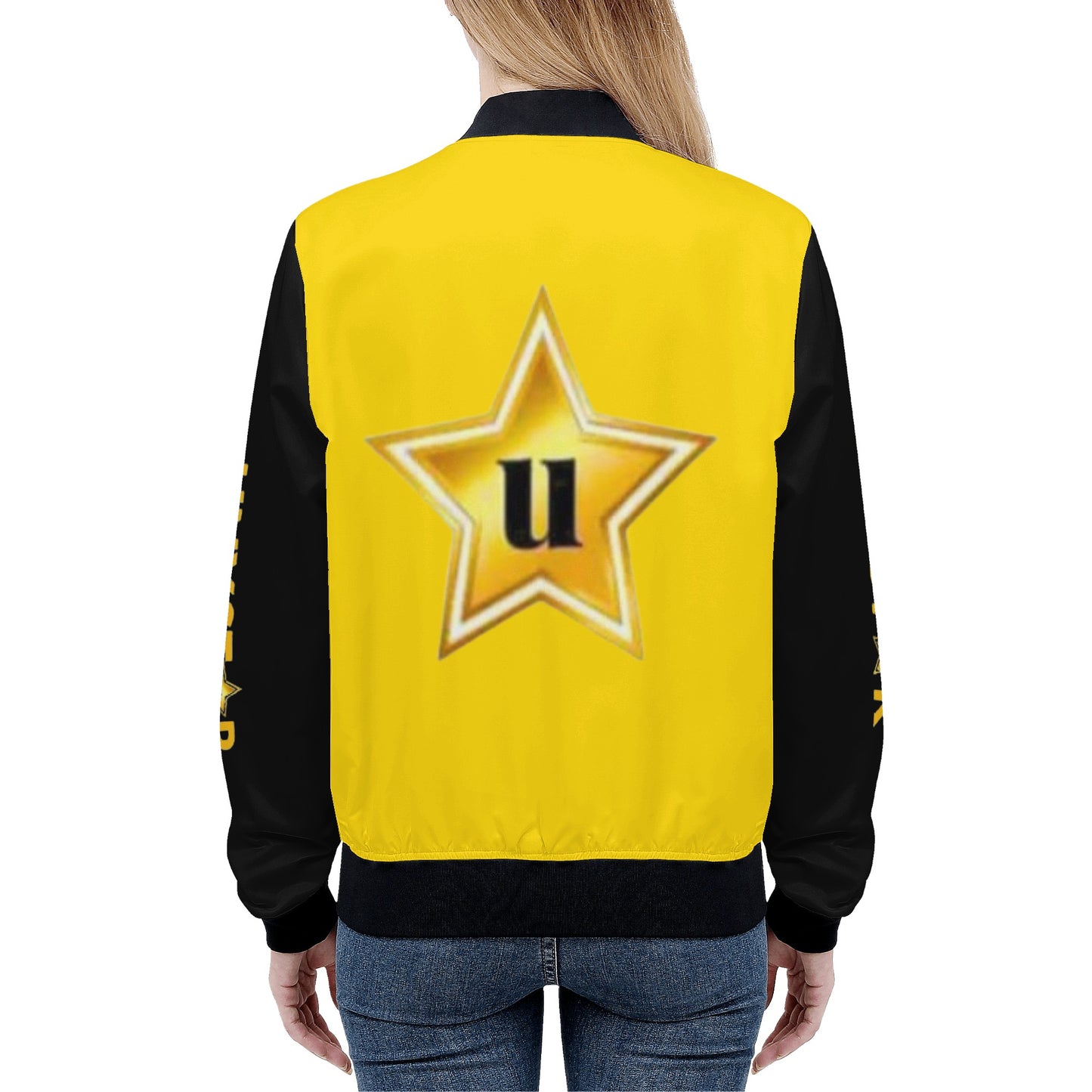 Womens Zip Up Print Bomber Jacket