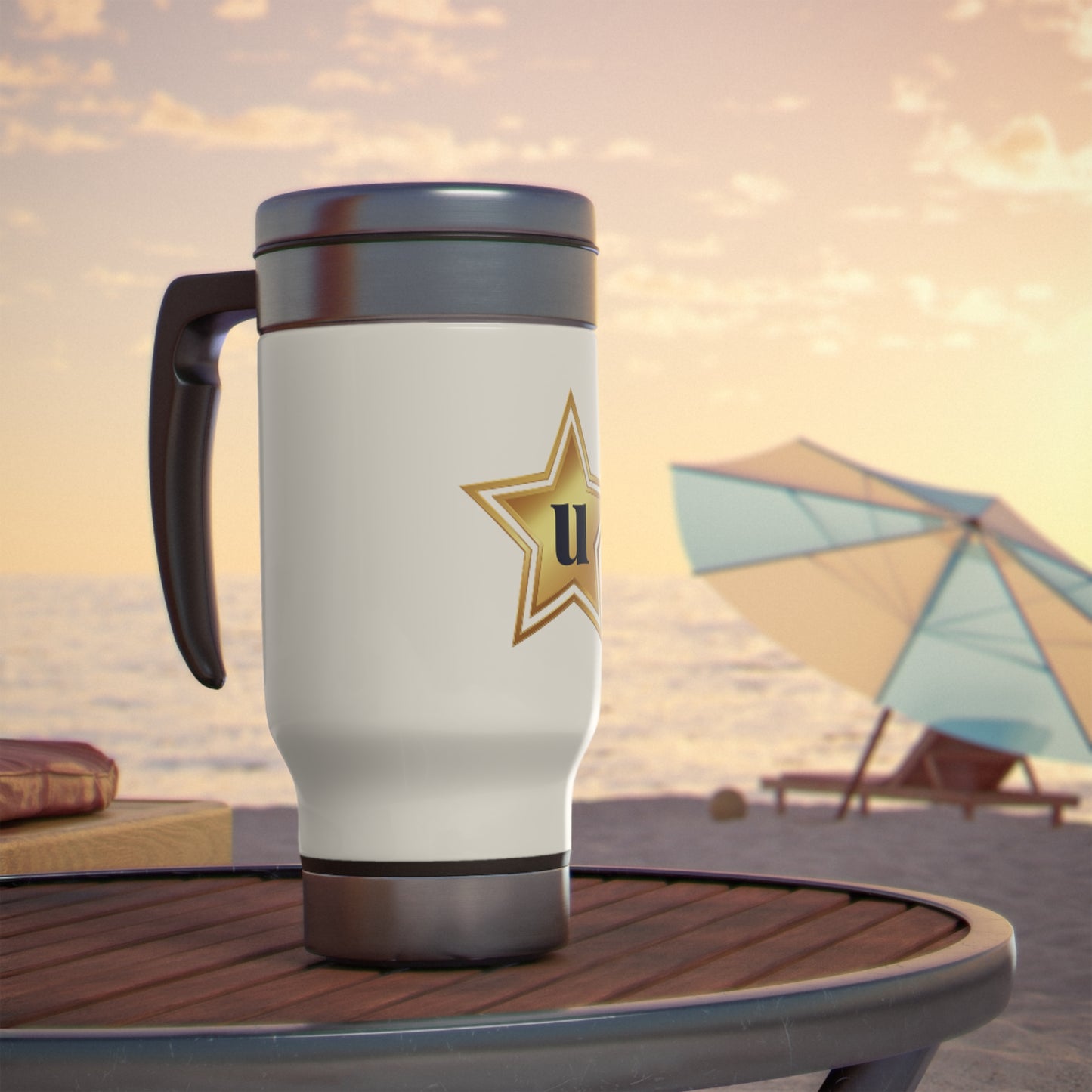 Stainless Steel Travel Mug with Handle, 14oz