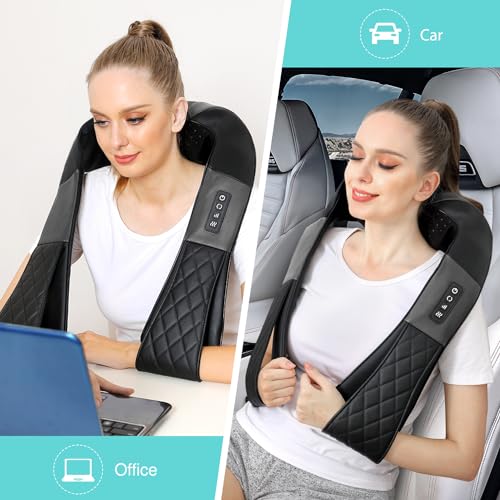 Neck Massager with Heat, Shiatsu Back Neck and Shoulder Massager, Deep Tissue 4D Kneading Massage Relax Muscle Pain Relief, Use at Home, Office, Car- Best Gifts for Women Men Mom Dad