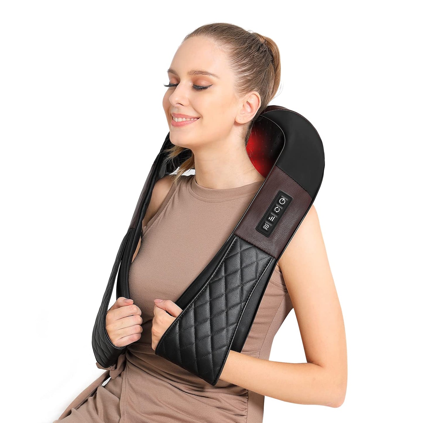 Neck Massager with Heat, Shiatsu Back Neck and Shoulder Massager, Deep Tissue 4D Kneading Massage Relax Muscle Pain Relief, Use at Home, Office, Car- Best Gifts for Women Men Mom Dad