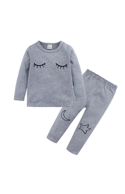 Children's Eyelash Cloud Print Brushed Children's Homewear Cotton Set