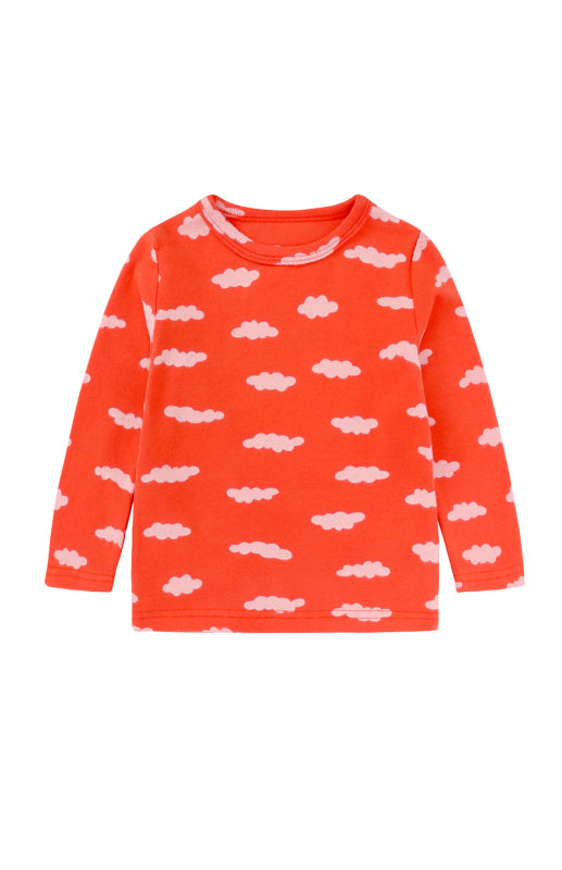 Children's Eyelash Cloud Print Brushed Children's Homewear Cotton Set