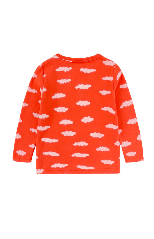 Children's Eyelash Cloud Print Brushed Children's Homewear Cotton Set