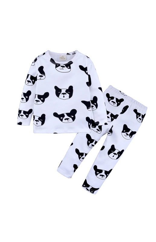Children's Eyelash Cloud Print Brushed Children's Homewear Cotton Set
