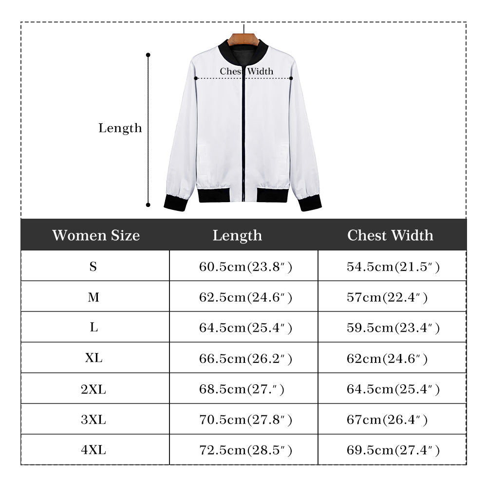 Womens Zip Up Print Bomber Jacket