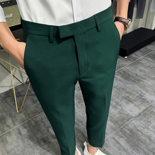 2022 Summer Fashion Mens Dark Green Suit Pants