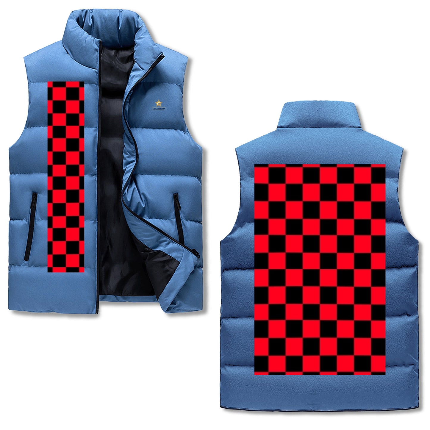Mens Warm Stand Collar Zip Up Puffer Vest