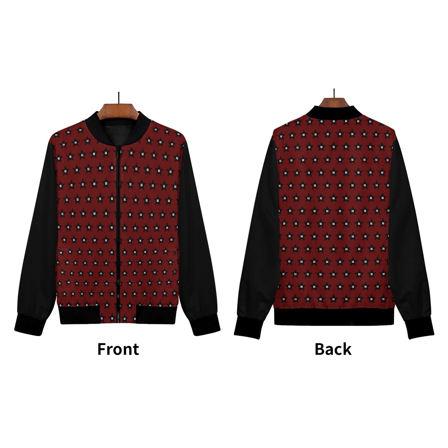 Womens Zip Up Print Bomber Jacket