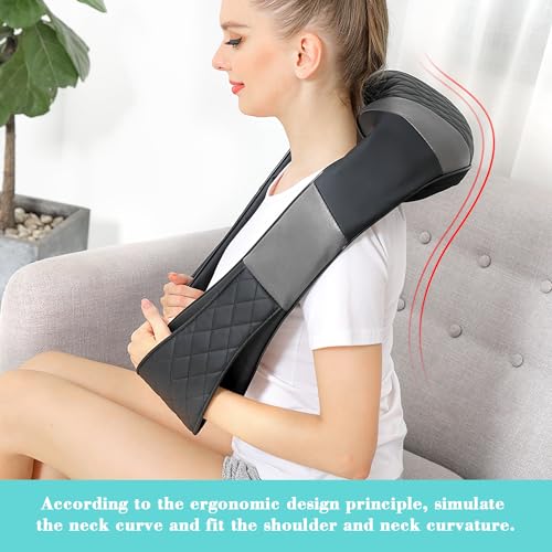 Neck Massager with Heat, Shiatsu Back Neck and Shoulder Massager, Deep Tissue 4D Kneading Massage Relax Muscle Pain Relief, Use at Home, Office, Car- Best Gifts for Women Men Mom Dad