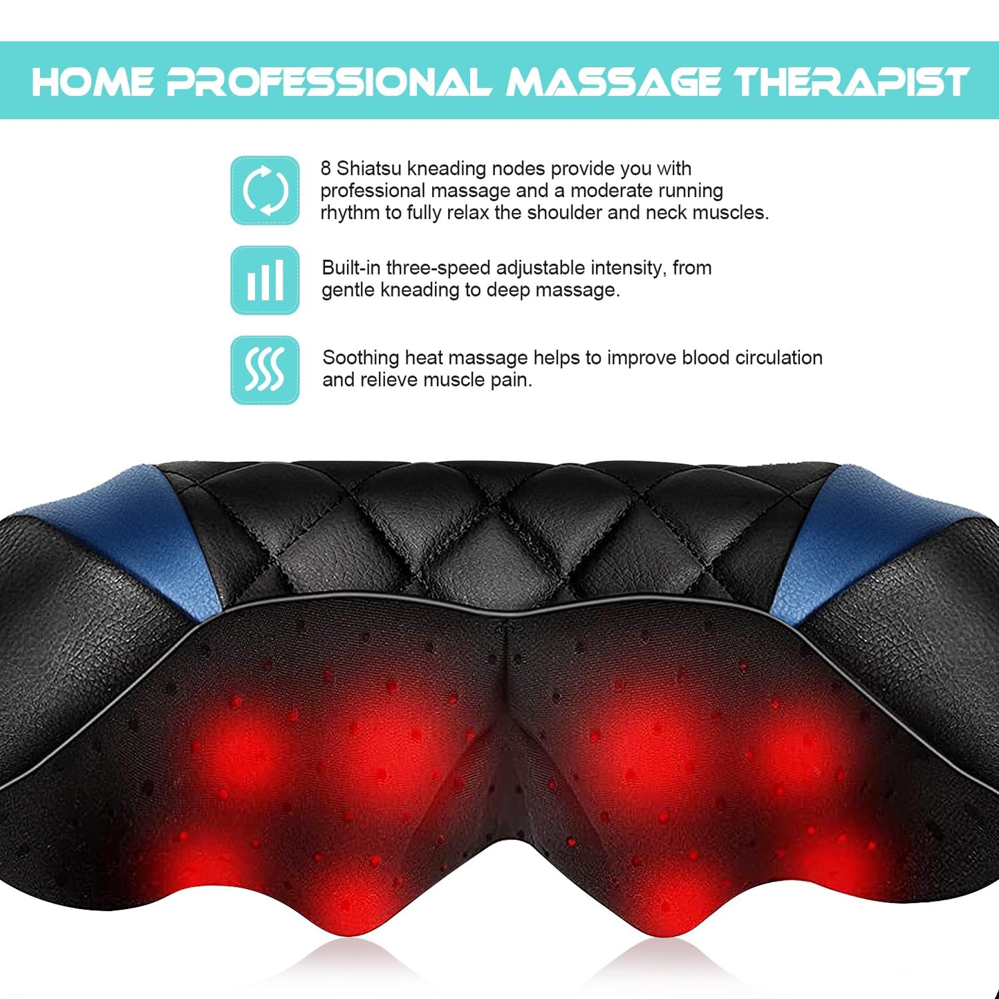 Neck Massager with Heat, Shiatsu Back Neck and Shoulder Massager, Deep Tissue 4D Kneading Massage Relax Muscle Pain Relief, Use at Home, Office, Car- Best Gifts for Women Men Mom Dad