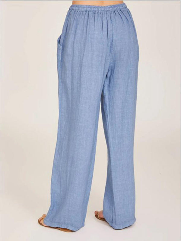 Women's Solid Color Linen Blend Pants