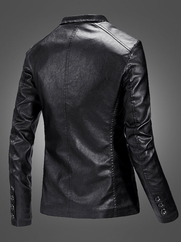 Men's Warm Casual Slim Leather Leather Blazer