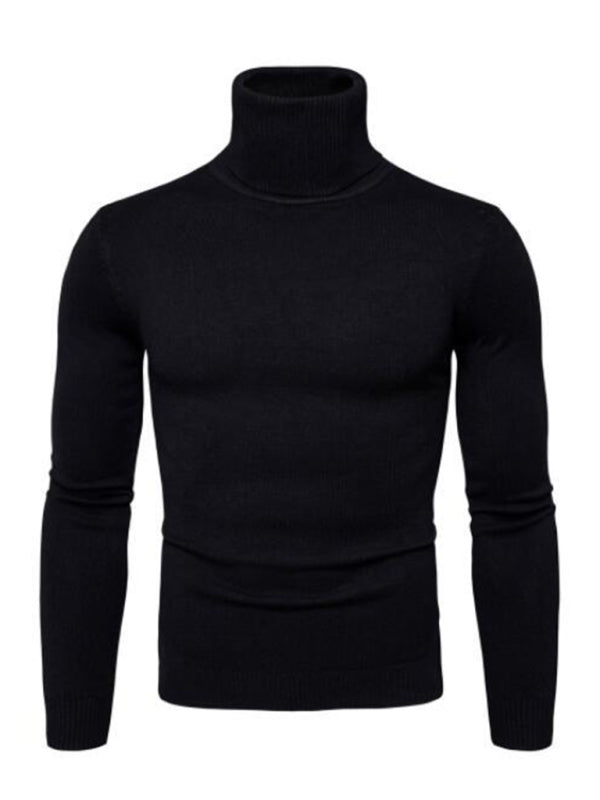 Men’s Solid Color Long Sleeve Turtleneck Sweater Top